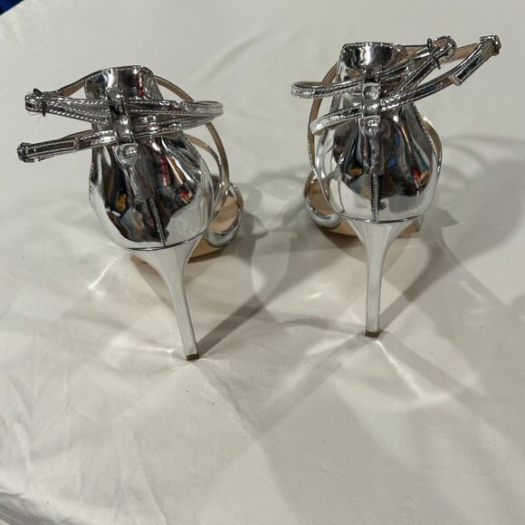 River Island Wide Fit Metallic Cross Strap Barely There Silver EU 41 - Picture 6 of 9